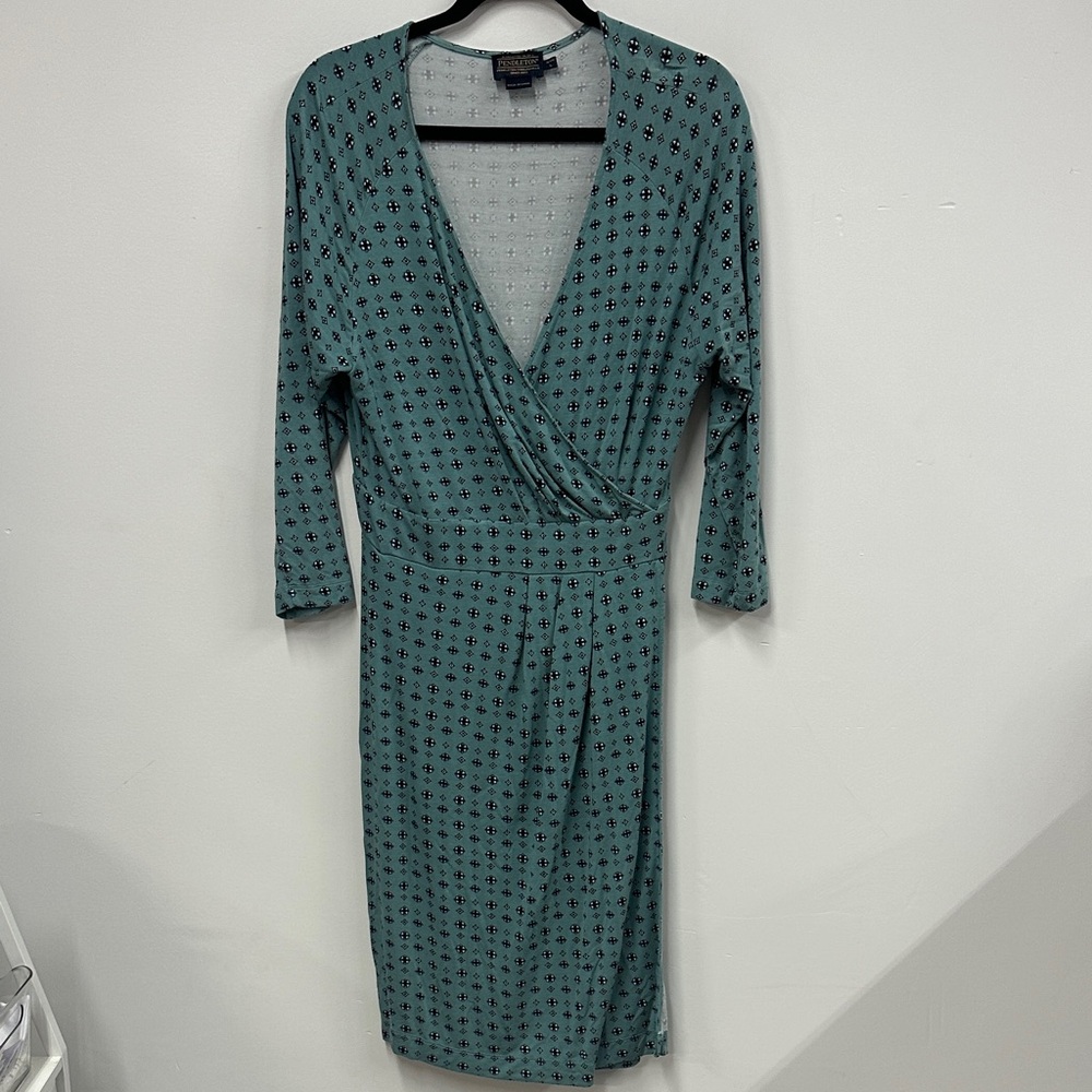 Pendleton Elegant Teal Wrap Dress L P